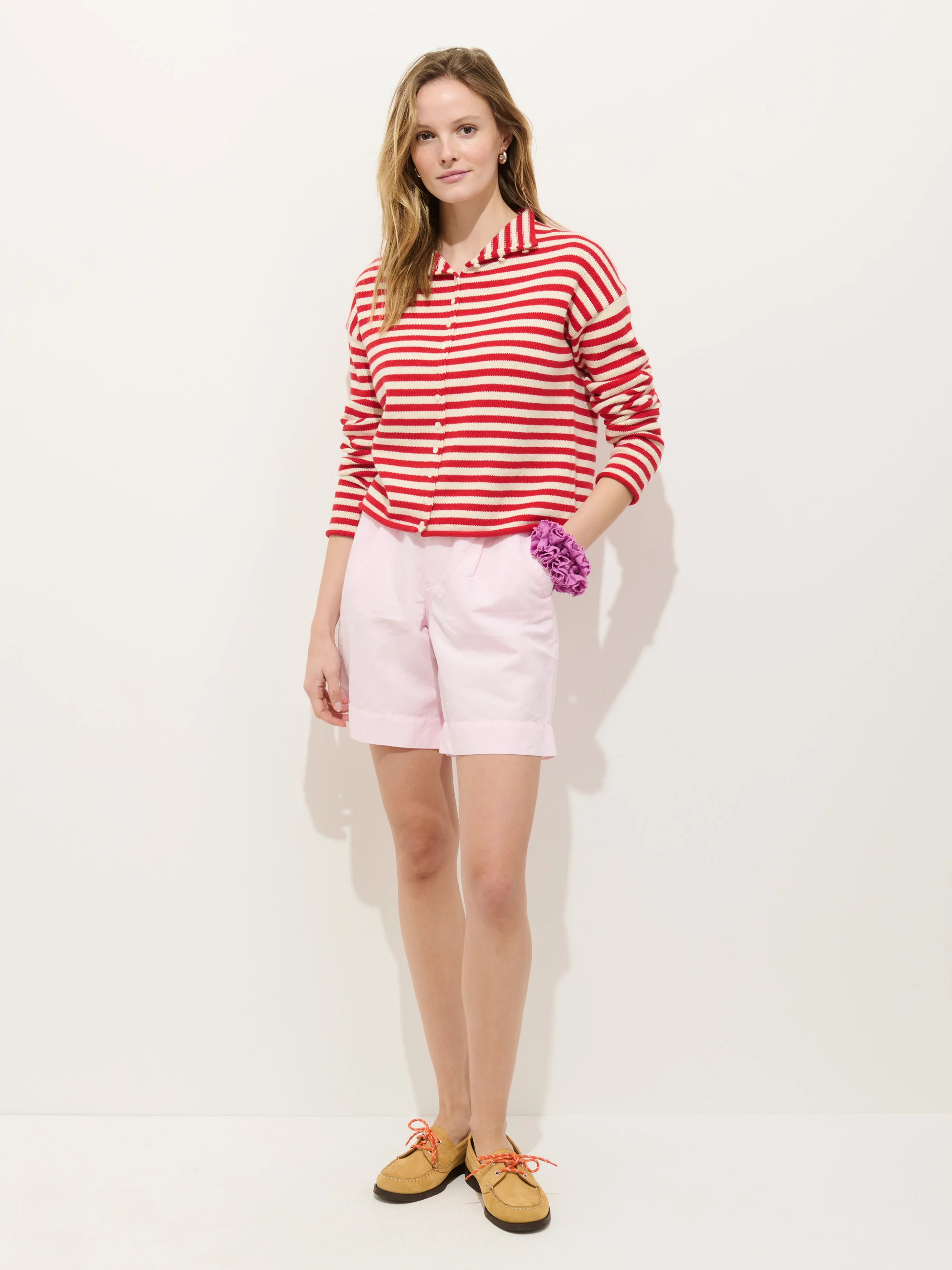 Taylor Striped Cardigan In Cotton Cashmere - Image 3