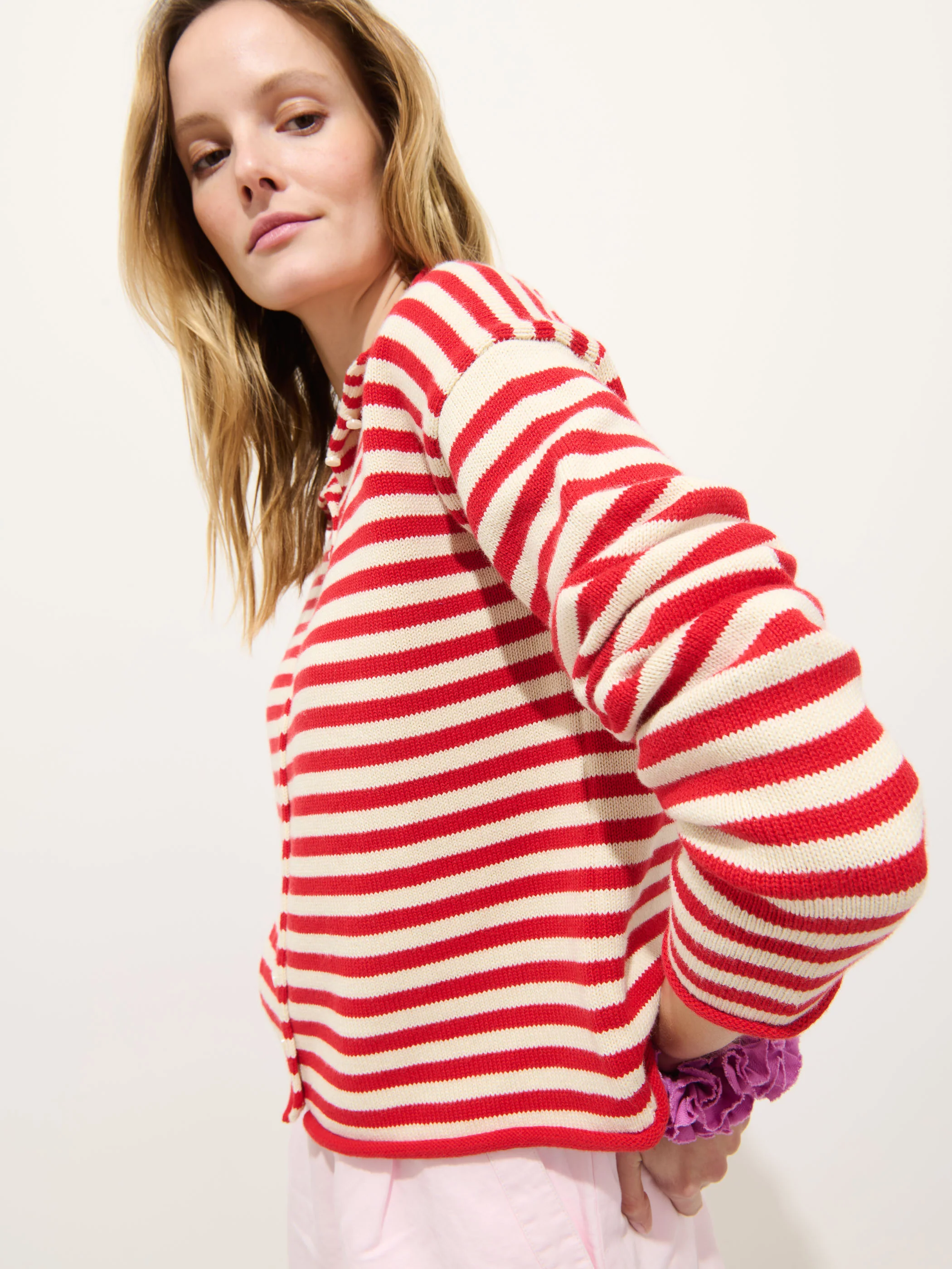 Taylor Striped Cardigan In Cotton Cashmere - Image 5