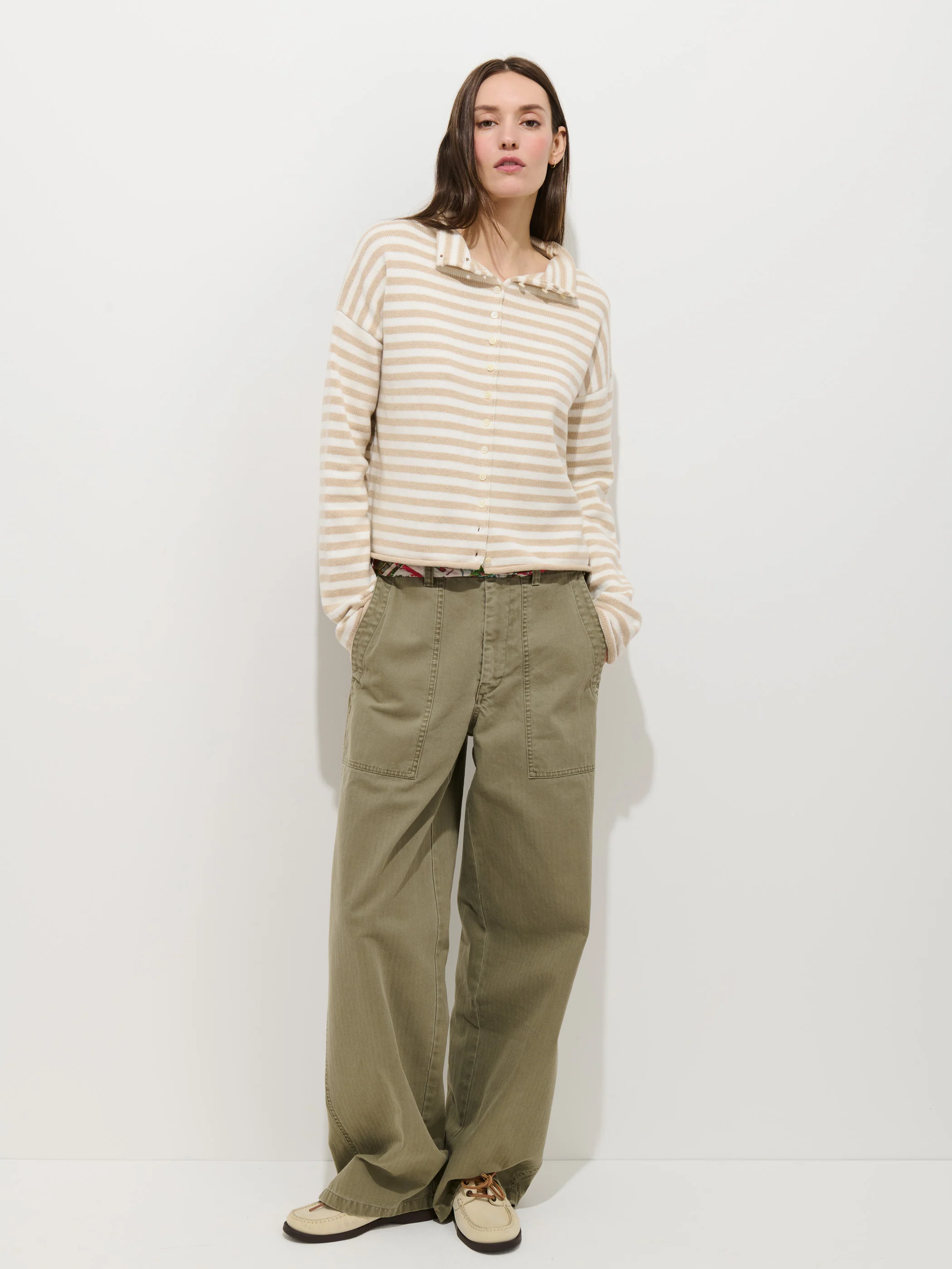 Taylor Striped Cardigan In Cotton Cashmere - Image 3