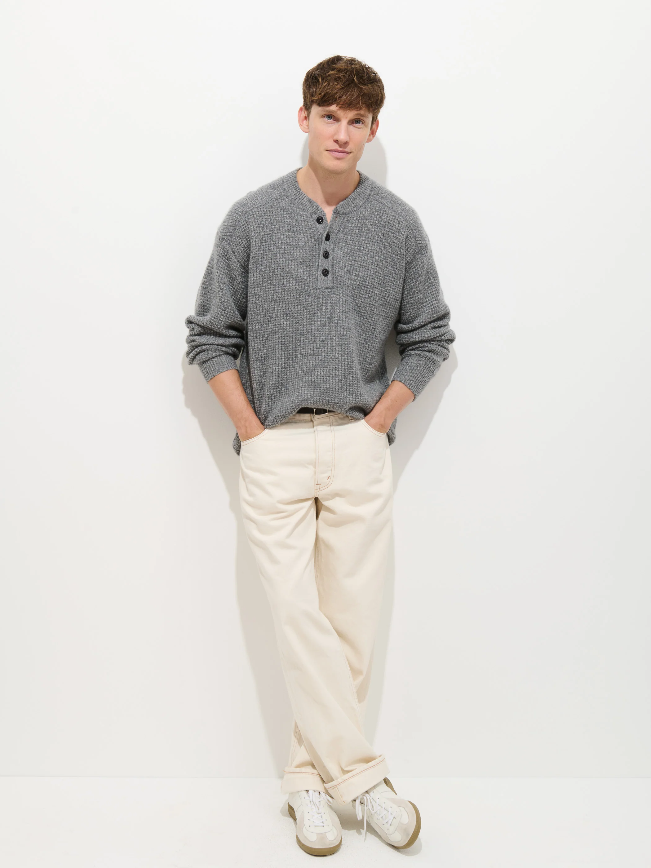 Waffle Henley In Cashmere - Image 2