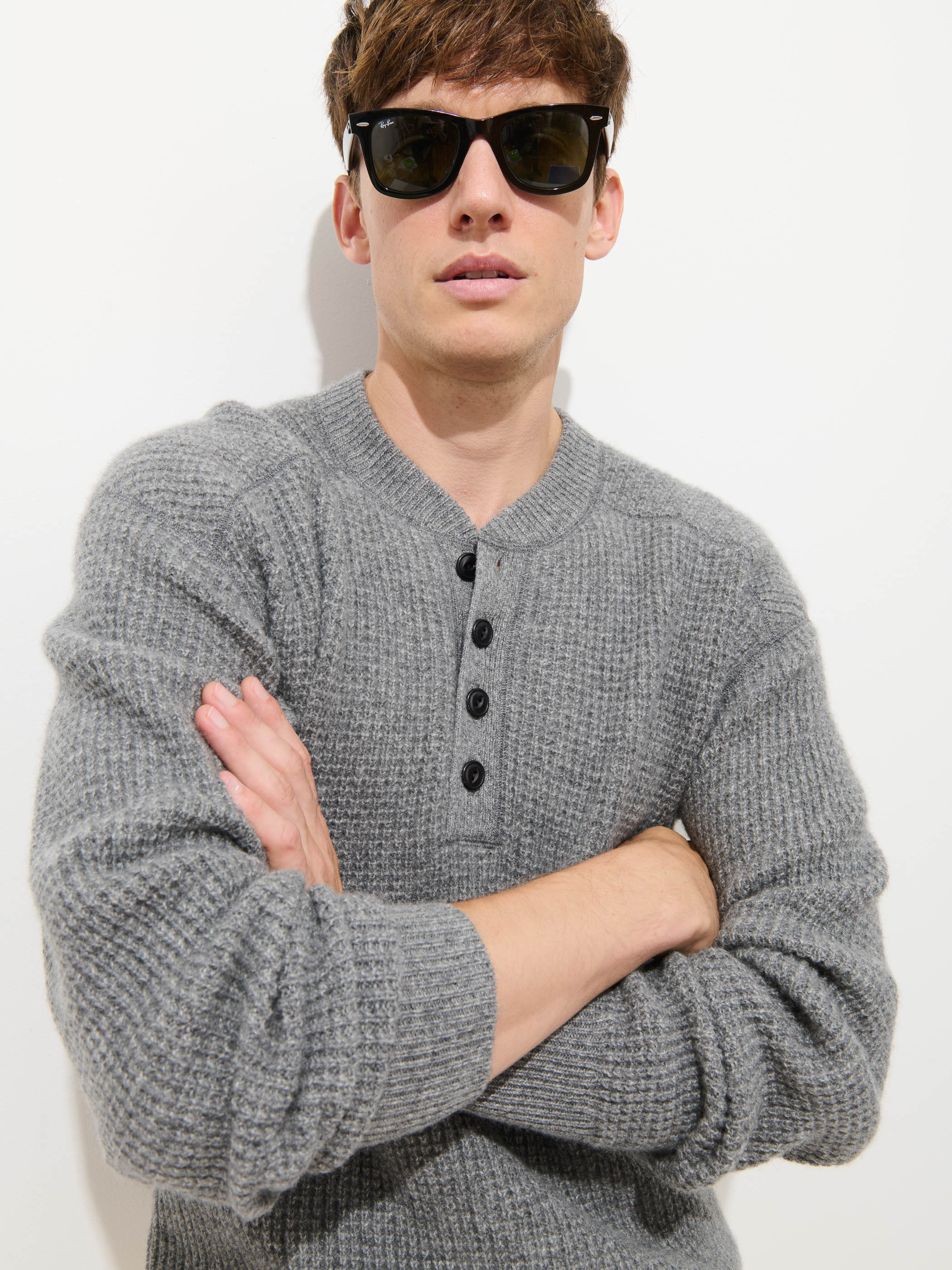 Waffle Henley In Cashmere - Image 4